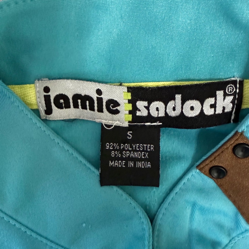 Jamie Sadock Womens Turquoise Brown Abstract Quarter Zip Golf Top Sleeveless S - Picture 4 of 9